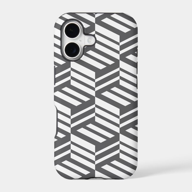 Modern, urban, dynamic bold geometric cube pattern iphone case (Back)