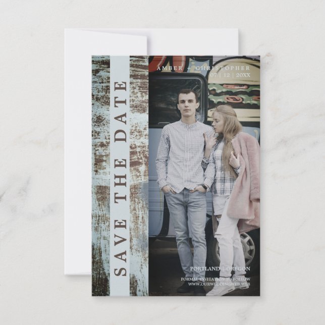 Modern Urban Grunge Romantic Engaged Couple (Front)