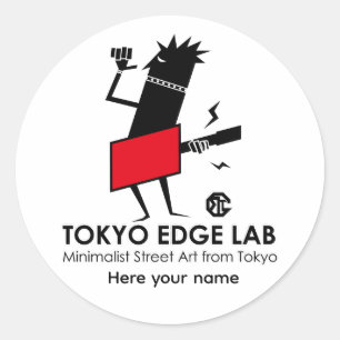 Modern Urban Guitar Player Graphic-Tokyo Edge Lab Classic Round Sticker