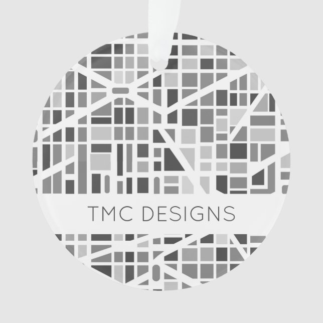 Modern Urban Map Grey White Architectural Design Ornament (Front)