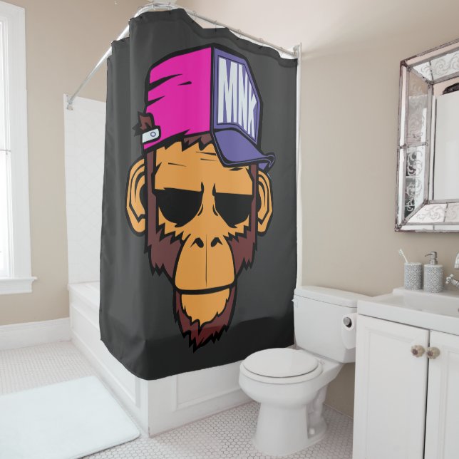 Modern Urban Monkey Shower Curtain (In Situ)