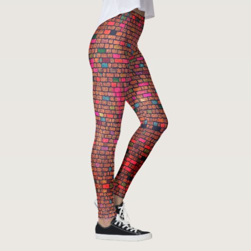 Modern Urban Painted Bricks Pattern Leggings