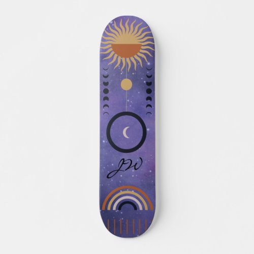 Modern Urban Purple Sun Star Rainbow Girly Skateboard