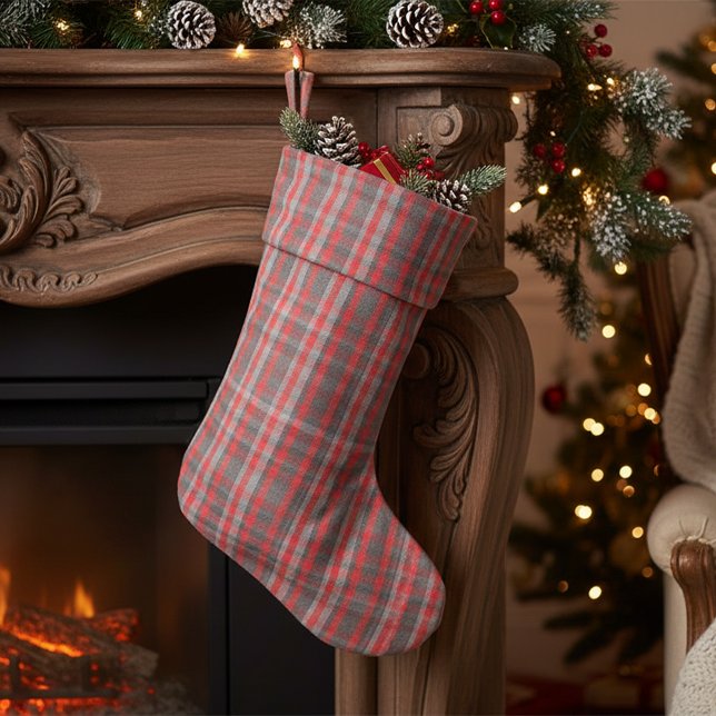 Modern Urban Red and Slate Grey Tartan Plaid Fabric (Creator Uploaded)