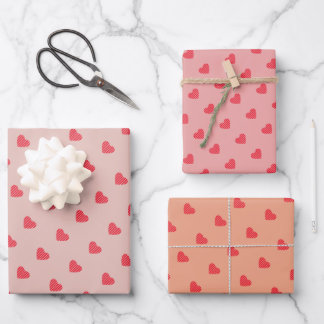 Modern Urban Red Hearts Pattern Wrapping Paper Sheets