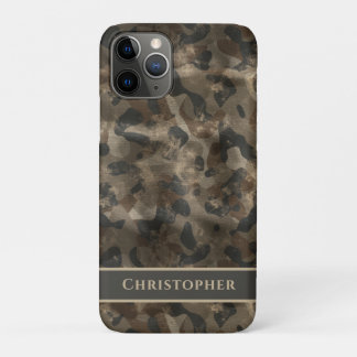 Modern Urban Retro Camo Monogrammed Name iPhone 11 Pro Case