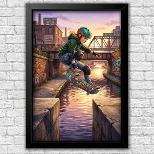 Modern Urban Skateboard Bedroom Wall Poster