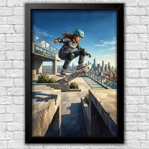 Modern Urban Skateboard Bedroom Wall Poster