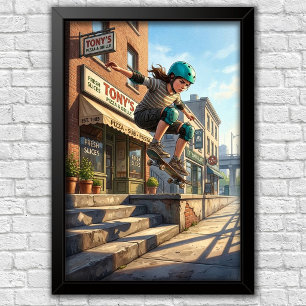 Modern Urban Skateboard Bedroom Wall Poster