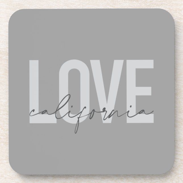 Modern, urban, trendy, cool design Love California Beverage Coaster (Front)