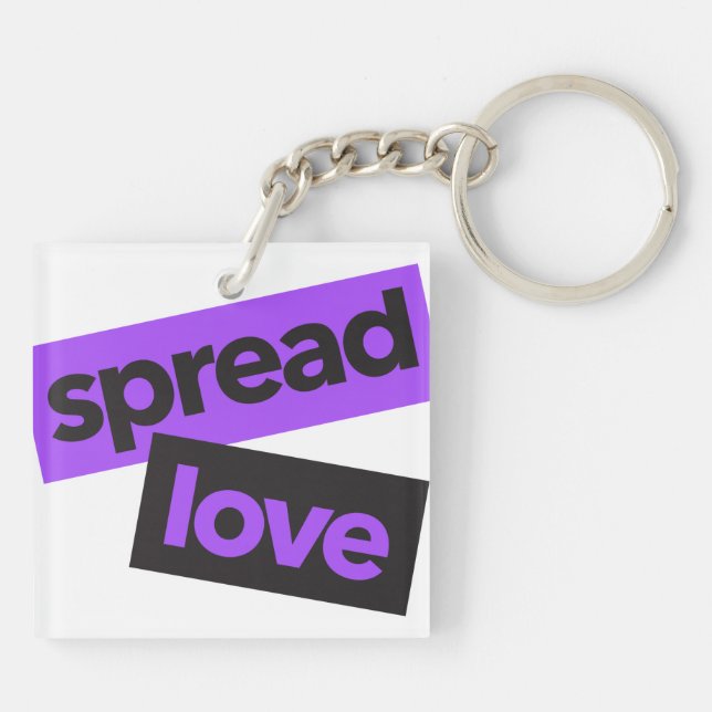 Modern, urban, vibrant, trendy graphic Spread Love Keychain (Back)