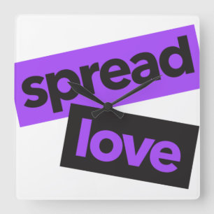 Modern, urban, vibrant, trendy graphic Spread Love Square Wall Clock