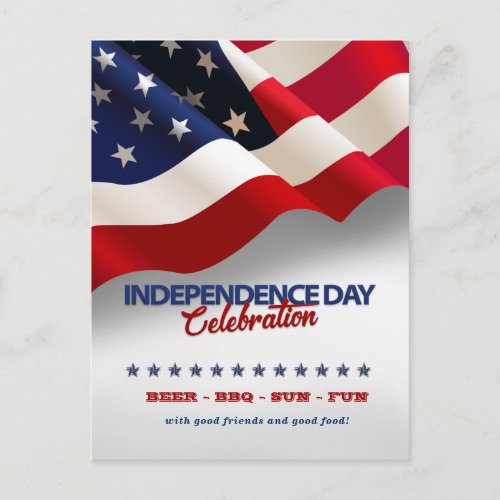 Modern US Flag 4th Of July Party Ivitation Postcard