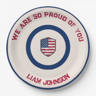Modern US Flag Military Going Away Party Paper Plates