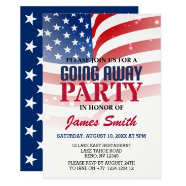 Modern US Flag Patriotic Military Going Away Party Invitation Modern US Flag Patriotic Military Going Away Party Invitation