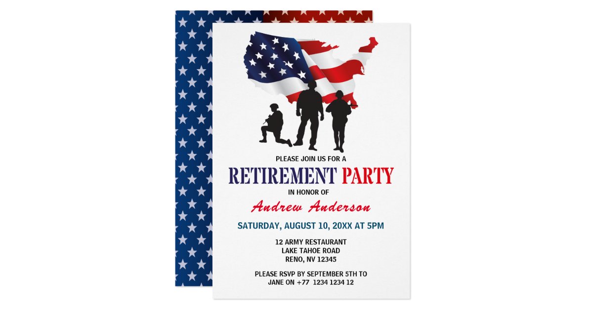 Modern US Flag Patriotic Retirement Party Invitation