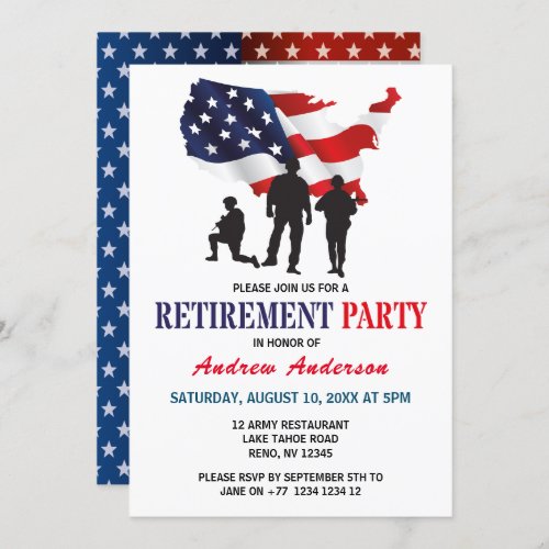 Modern US Flag Patriotic Retirement Party Invitation