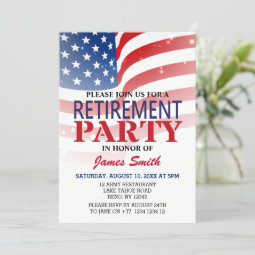 Modern US Flag Retirement Party Invitation | Zazzle