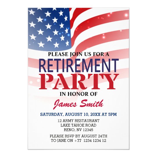 Modern US Flag Retirement Party Invitation | Zazzle.com