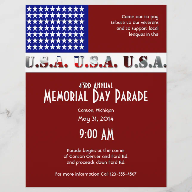 Modern USA Flag Graphic Memorial Day Flyer | Zazzle