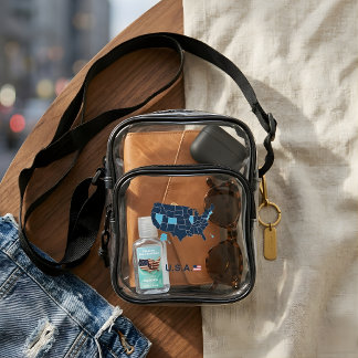 Modern USA Map Clear Stadium  Clear Crossbody Bag