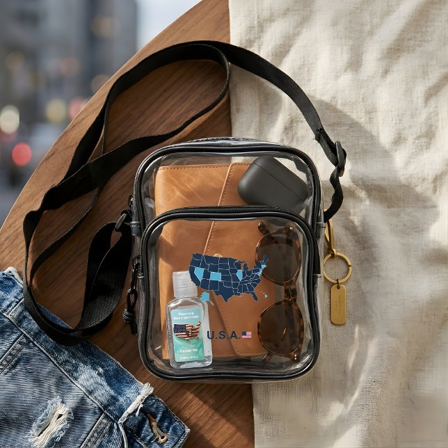 Modern USA Map Clear Stadium  Clear Crossbody Bag (Creator Uploaded)
