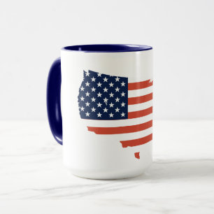 Modern USA Map Outline - American Pride White Mug