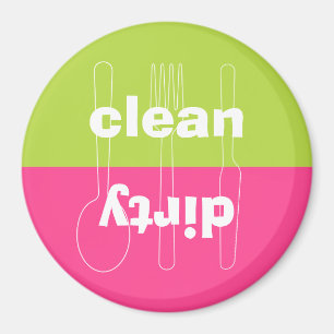 Modern utensil dirty clean preppy pink dishwasher magnet