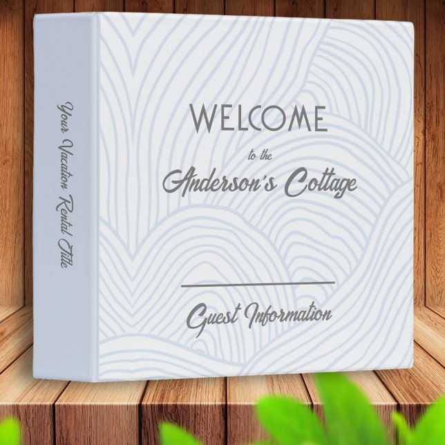 Modern Vacation Home Rental Light Blue Gray Grey 3 Ring Binder (Creator Uploaded)