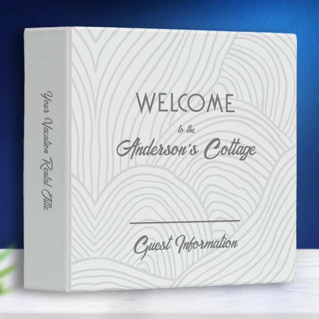 Modern Vacation Home Rental Light Gray Grey 3 Ring Binder (Creator Uploaded)