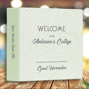 Modern Vacation Home Rental Light Green Gray Grey 3 Ring Binder