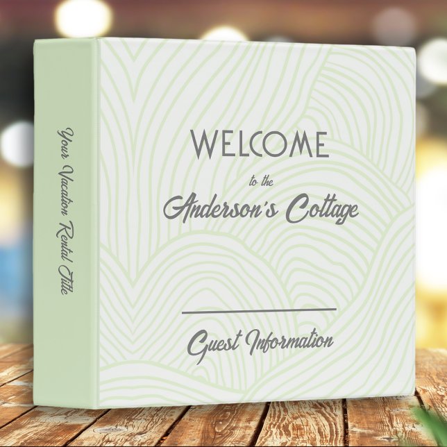 Modern Vacation Home Rental Light Green Gray Grey 3 Ring Binder (Creator Uploaded)