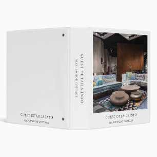 Modern Vacation Rental Guest Guide Photo Style 3 Ring Binder