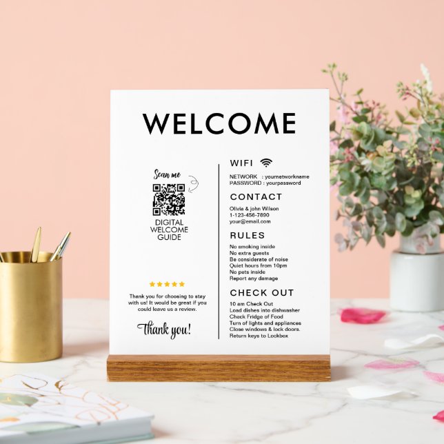 Modern Vacation Rental House Welcome Acrylic Sign (Wedding)