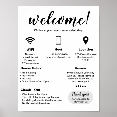 Modern Vacation Rental House Welcome Poster