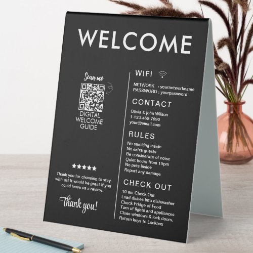 Modern Vacation Rental House Welcome Table Tent Sign