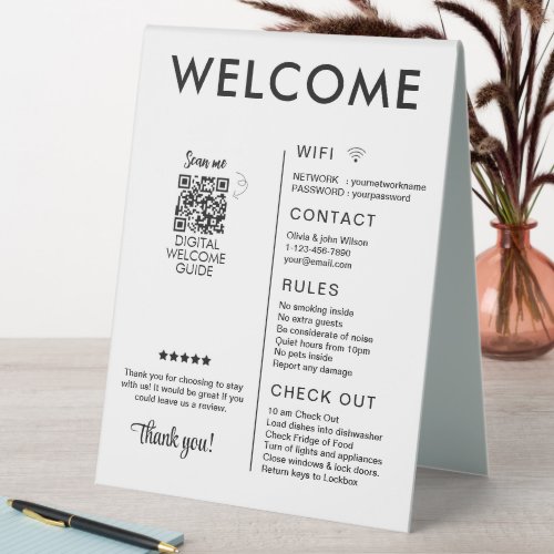 Modern Vacation Rental House Welcome Table Tent Sign