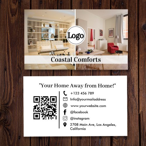 Modern Vacation Rental QR Code Logo Business Card