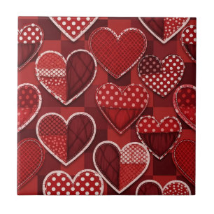Modern Valentine Heart Red Black White Ceramic Tile