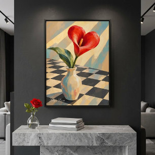 Modern Valentine Heart Shaped Lily Wall Art Poster