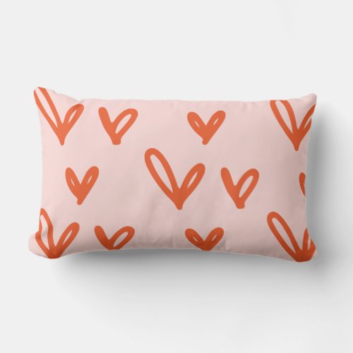 Modern Valentines Day Hearts Lumbar Pillow