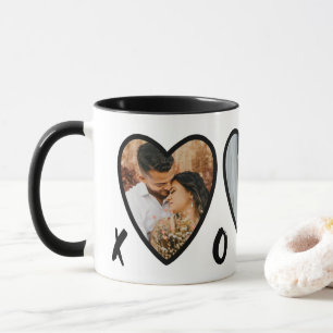 Modern Valentines Black Hearts Photo Collage Mug