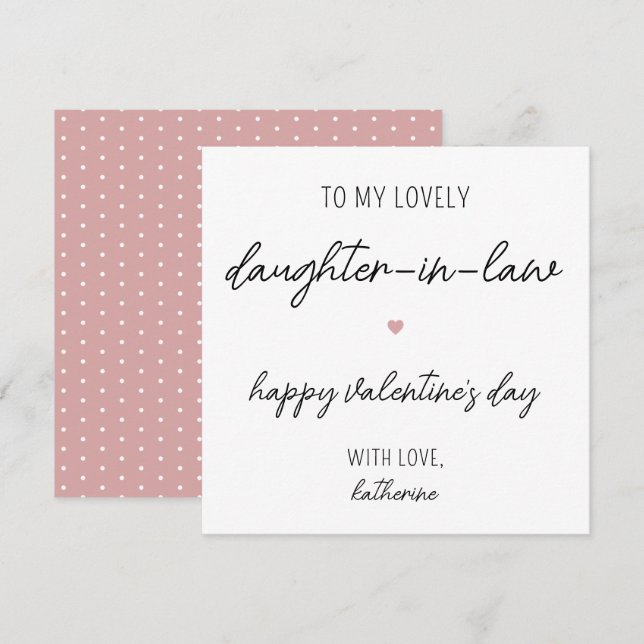 Modern Valentine's Day Card for Daughter in Law (Front/Back)