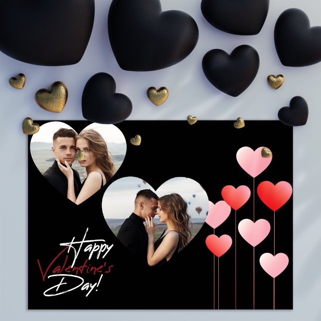 Modern Valentines Day Couple love Heart Photo Holiday Card (Valentines Day Couple Photo card)