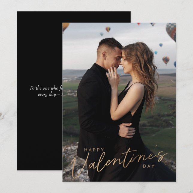 Modern Valentines Day Couple love Photo Valentines Holiday Card (Front/Back)