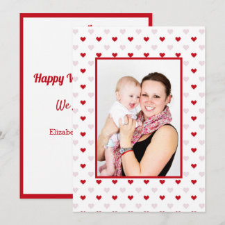 Modern Valentine's Day Hearts Photo Custom Red Holiday Card