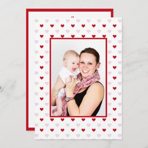 Modern Valentines Day Hearts Photo Custom Red Holiday Card