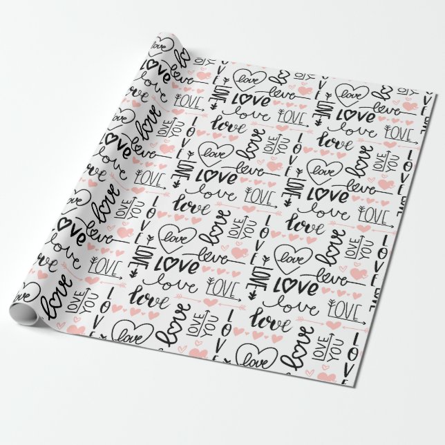 Modern Valentine's Day Love Wrapping Paper (Unrolled)