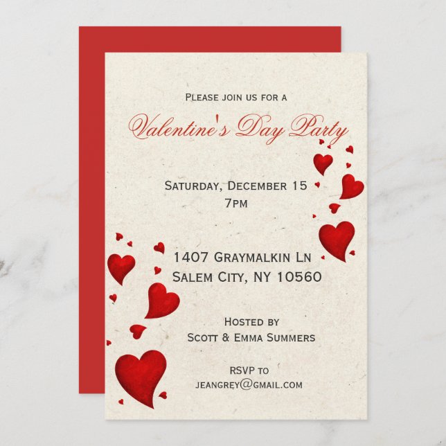 Modern Valentine's Day Party Invitation Invite (Front/Back)