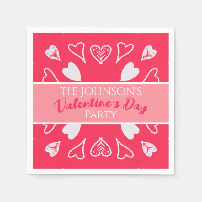 Modern Valentine's Day Party Pink Napkins (Front)